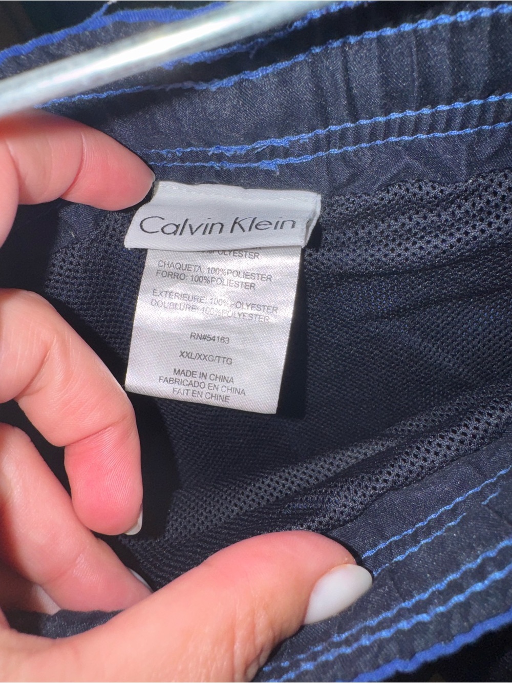 Calvin Klein Royal Blue Swim Trunks with Black Drawstring - Picture 2 of 5